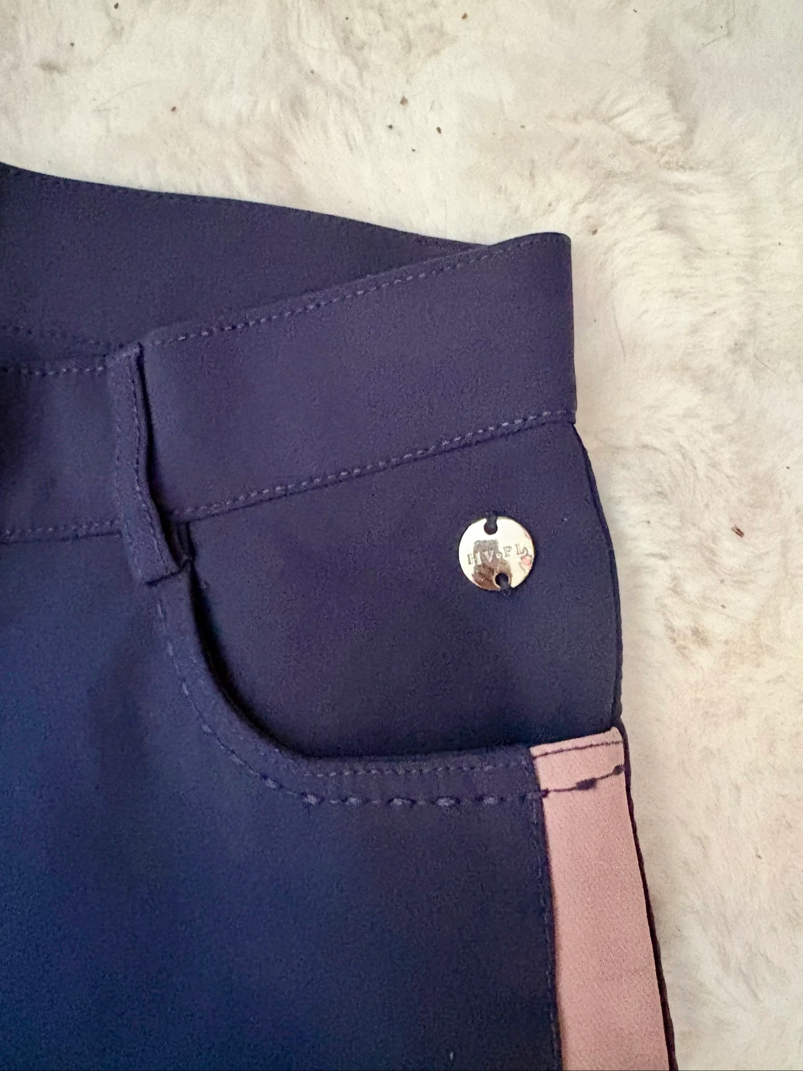 HV Polo Riding Trousers 34 / XS Full Grip Navy Blue Pink – Very Good Condition – photo 5